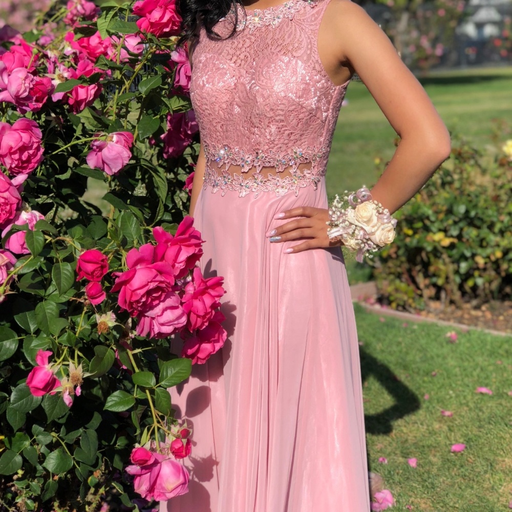 Baby Pink Sequin Prom Dress